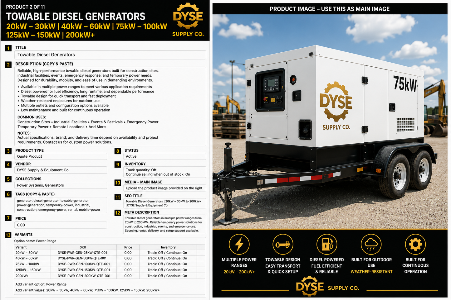 Towable Diesel Generators
